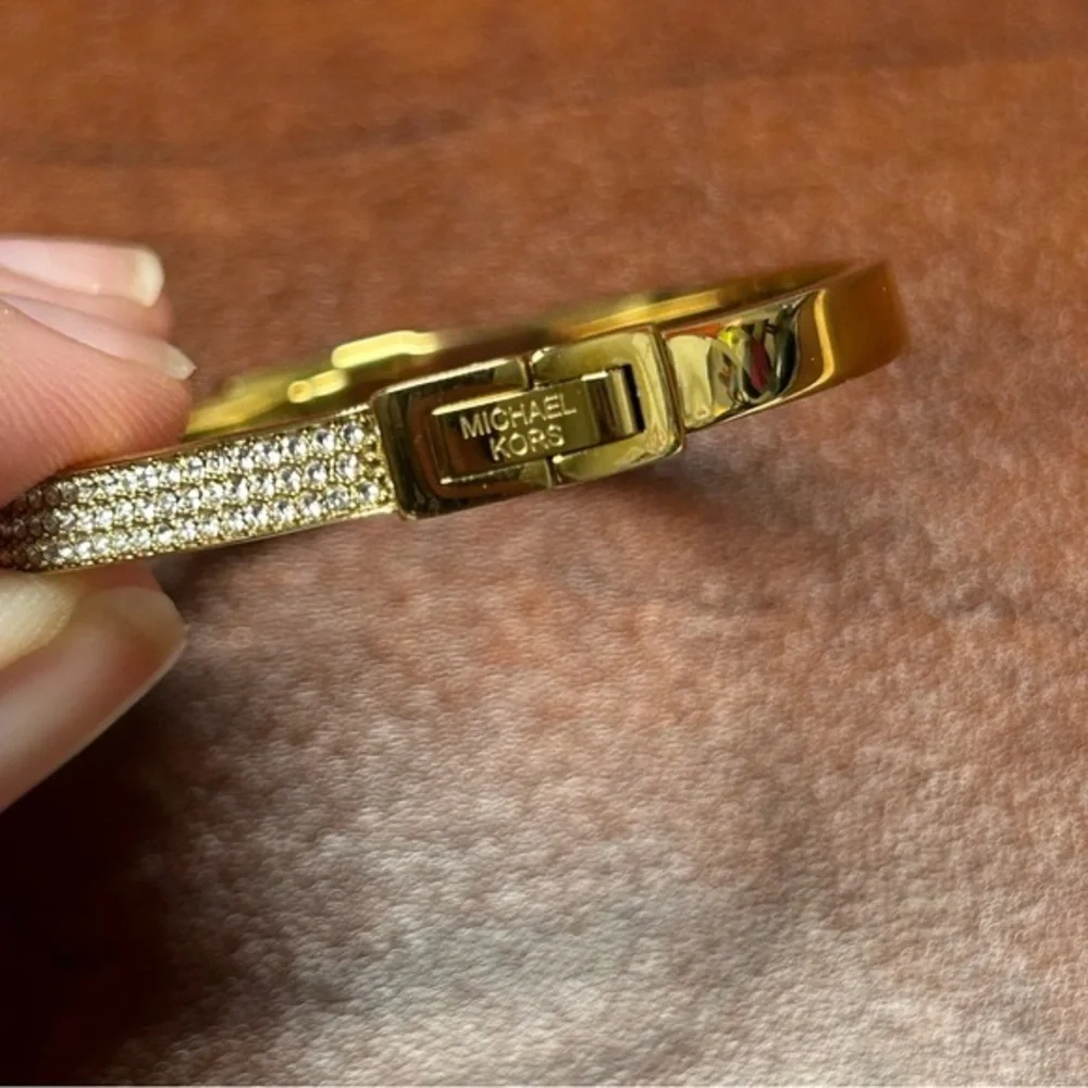 Michael Kors Gold Tone‎ Pave Crystal Pad Lock Bracelet